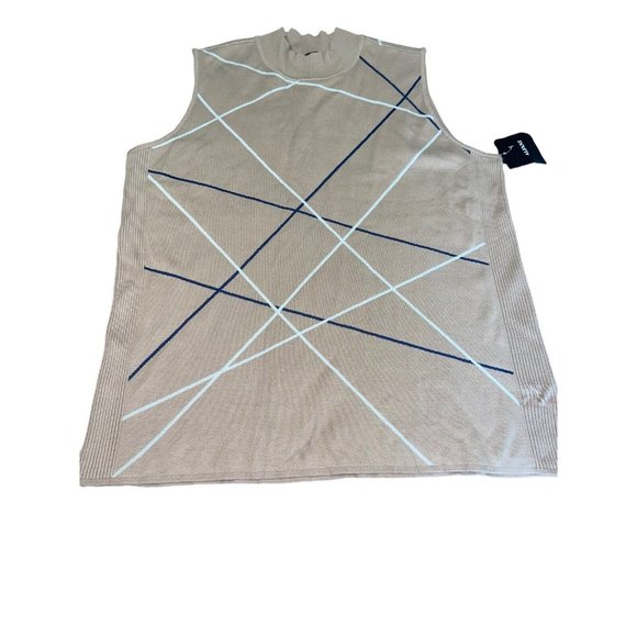 ALFANI Women's XL Mock-Neck Striped Sweater in Camel Tan - Picture 12 of 12